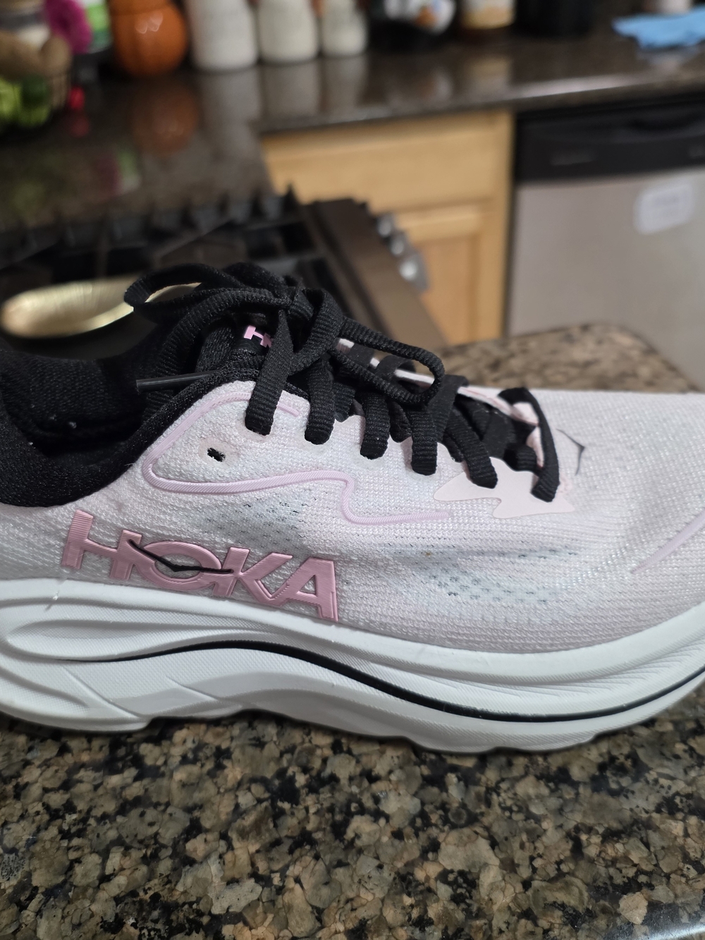 Hoka One One Women's Running Shoe - Light Pink with Black Accents